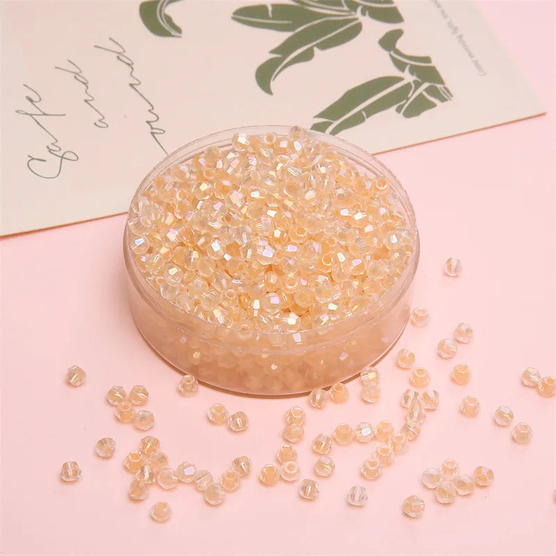 4mm Facet Rainbow Rhombus Crystal Beads Glass DIY Handmade Loose Beads Material Jewelry Accessories Ornament Making Kit