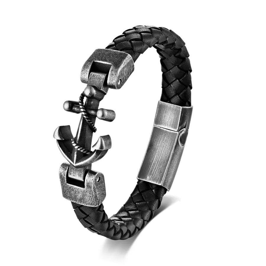 Hip-Hop Cool Style Geometric 304 Stainless Steel 316 Stainless Steel  Pu Leather Wholesale Bracelets