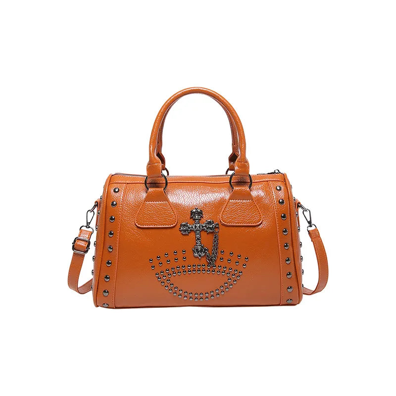 Women's Pu Leather Cross Classic Style  Chain Pillow Shape Zipper Shoulder Bag Handbag Crossbody Bag