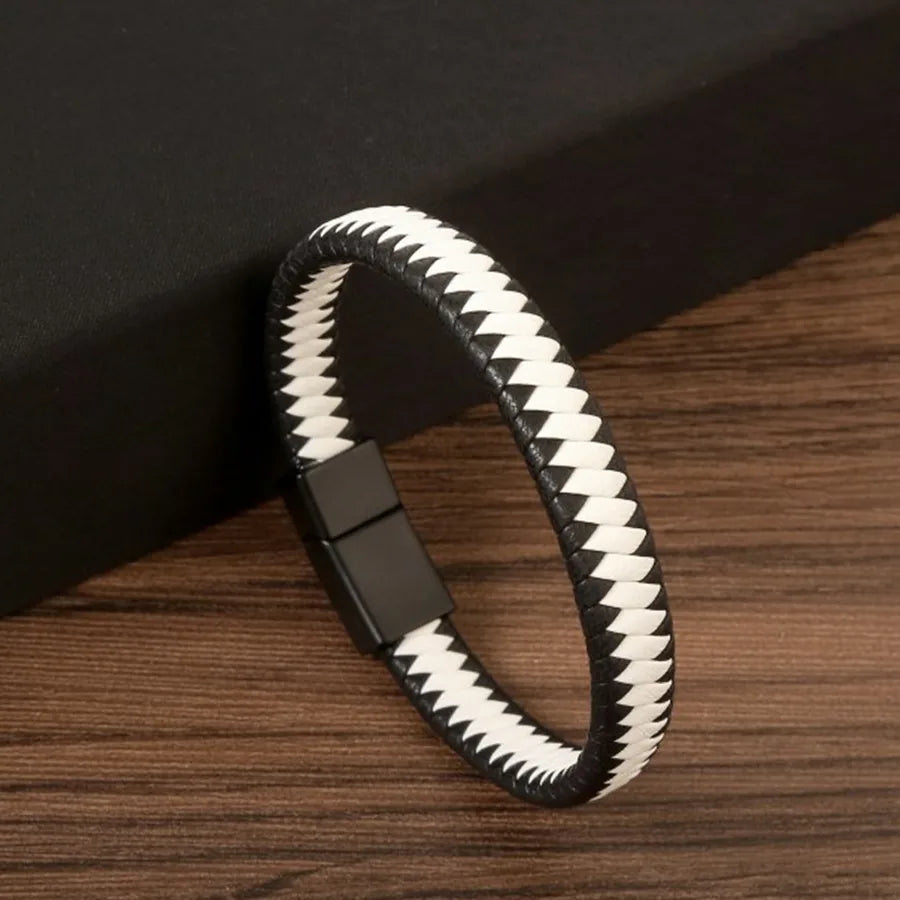 classical color block alloy handmade men's bracelets bangle