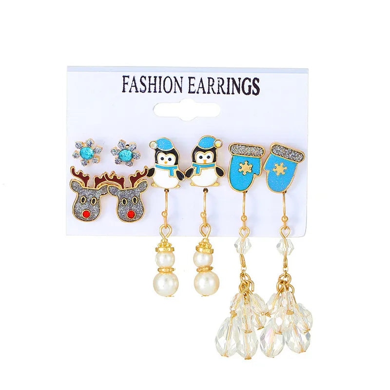 Cartoon Style Cute Classic Style Christmas Tree Santa Claus Bell Alloy Stoving Varnish Plating Inlay Rhinestones Zircon Christmas Women's Jewelry Set