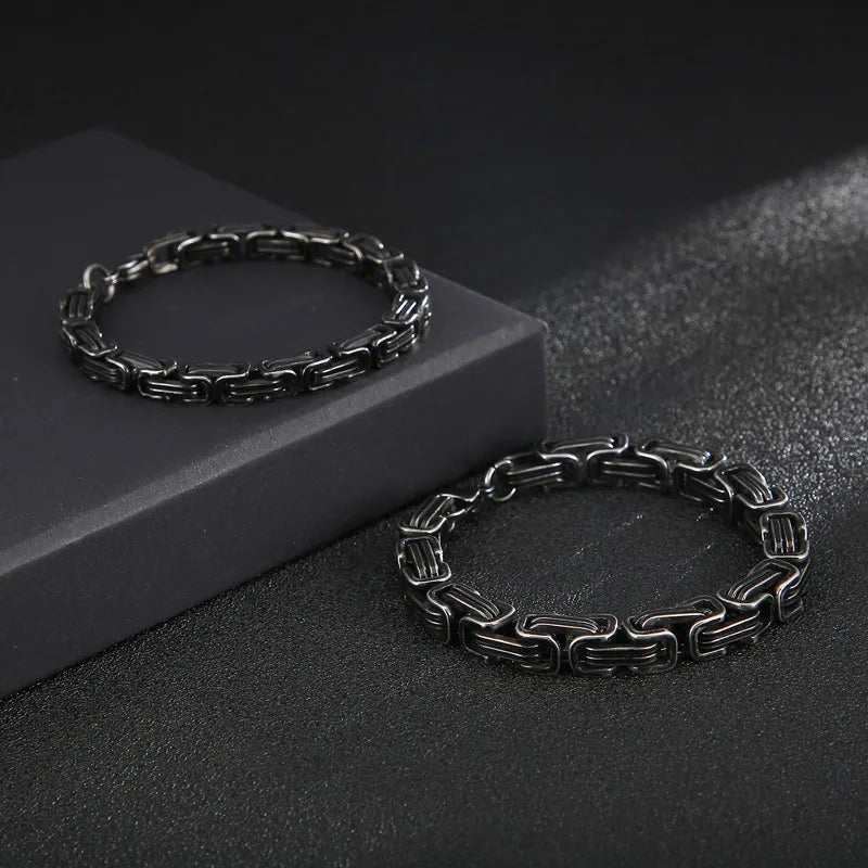 Retro Solid Color Titanium Steel Plating Men's Bracelets