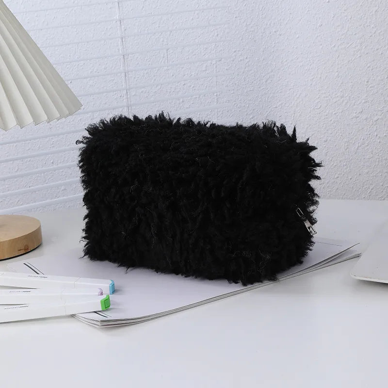 Solid Color Plush School Korean Style Pencil Case
