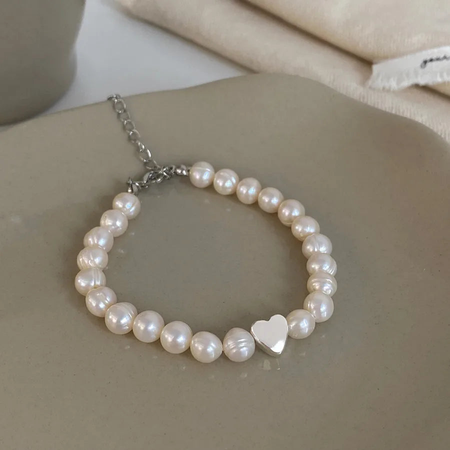 modern style heart shape freshwater pearl bracelets