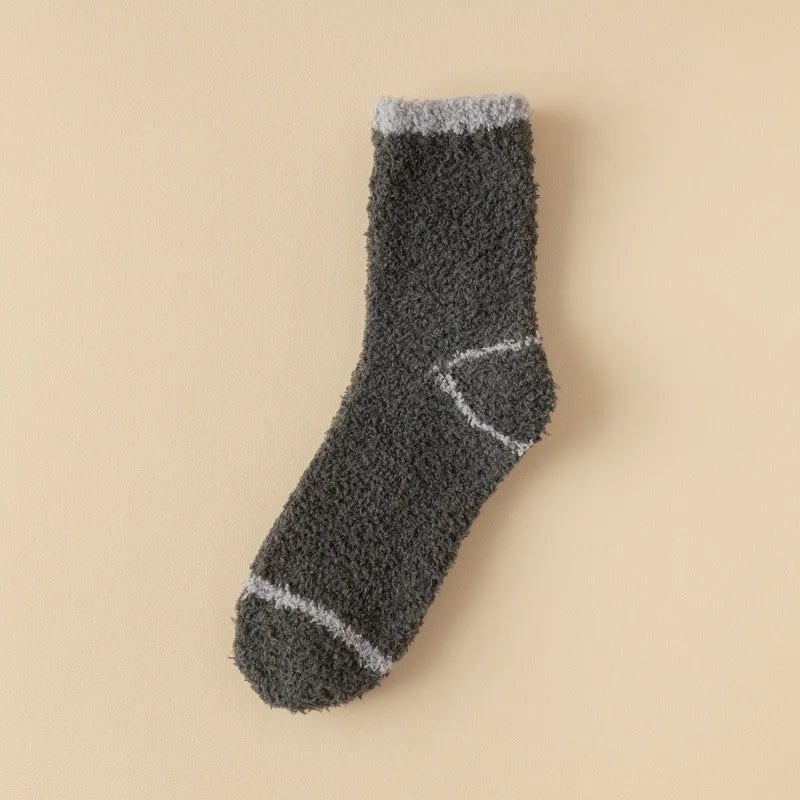 wool-free coral velvet socks men's mid-tube socks autumn and winter men's home warm floor plush socks