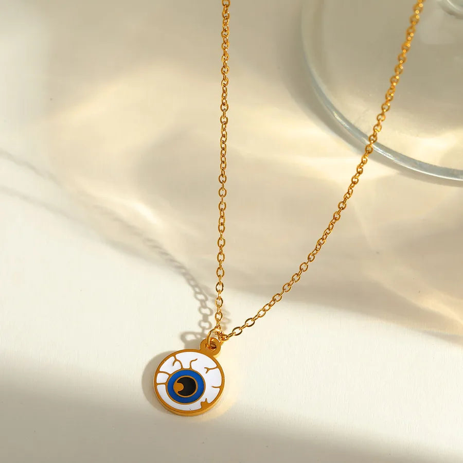 Gold Plated Stainless Steel Halloween Series Drop Oil Pumpkin Face Pendant Necklace Funny Skeleton Head Spider Design Jewelry