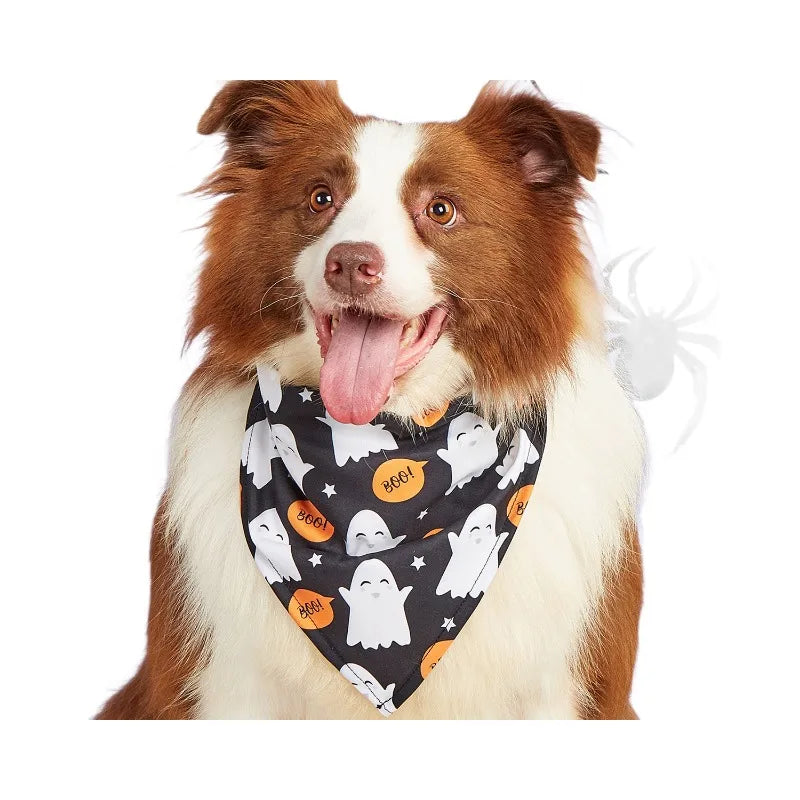 Halloween Pet Costume Saliva Towel High Definition Digital Print Dog Triangular Scarf Pet Decorative Neck Warmer Polyester
