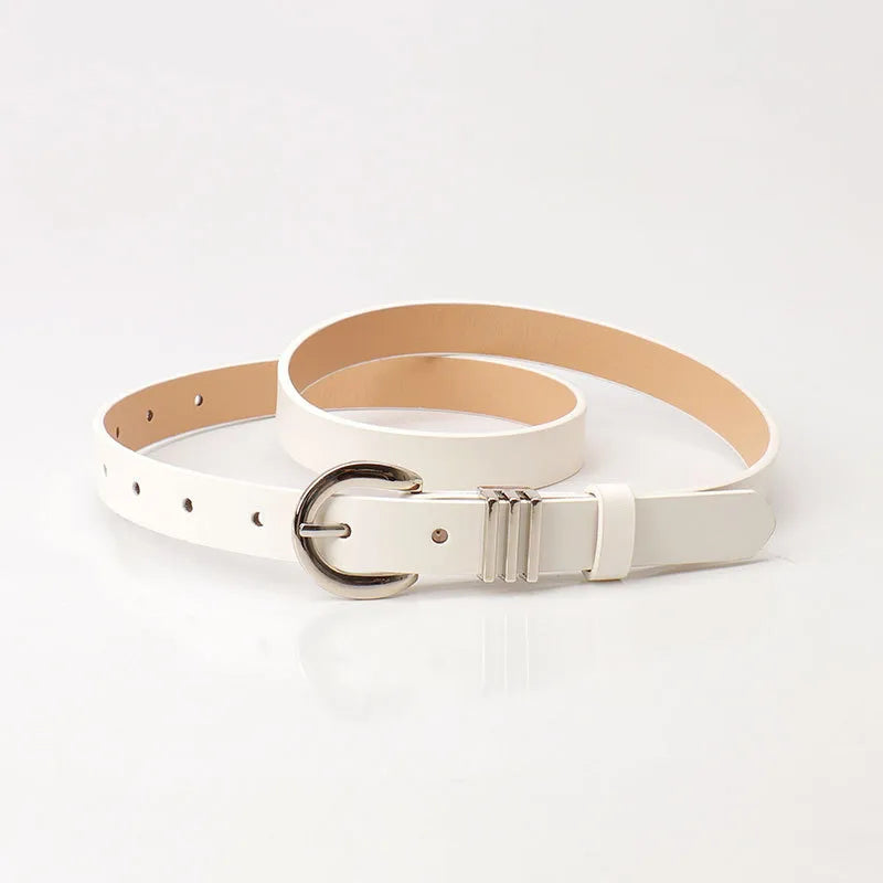 Simple Style Solid Color Pu Leather Alloy Women's Leather Belts