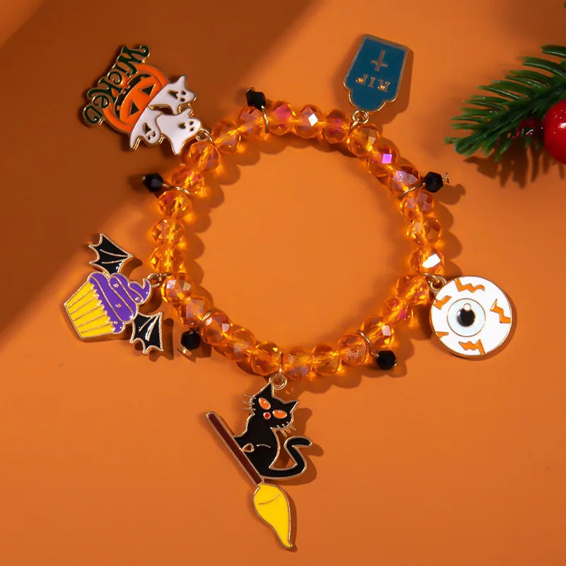 Ghost Bat Halloween Bracelets Women's Fashion Seed Bead Bracelet Set Women's Bracelets Glass Material Pumpkin Skull Design