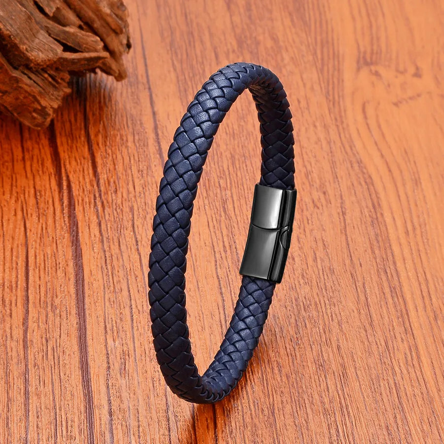 Vintage Style Simple Style Classic Style Geometric 316L Stainless Steel  Leather rope Unisex Bangle