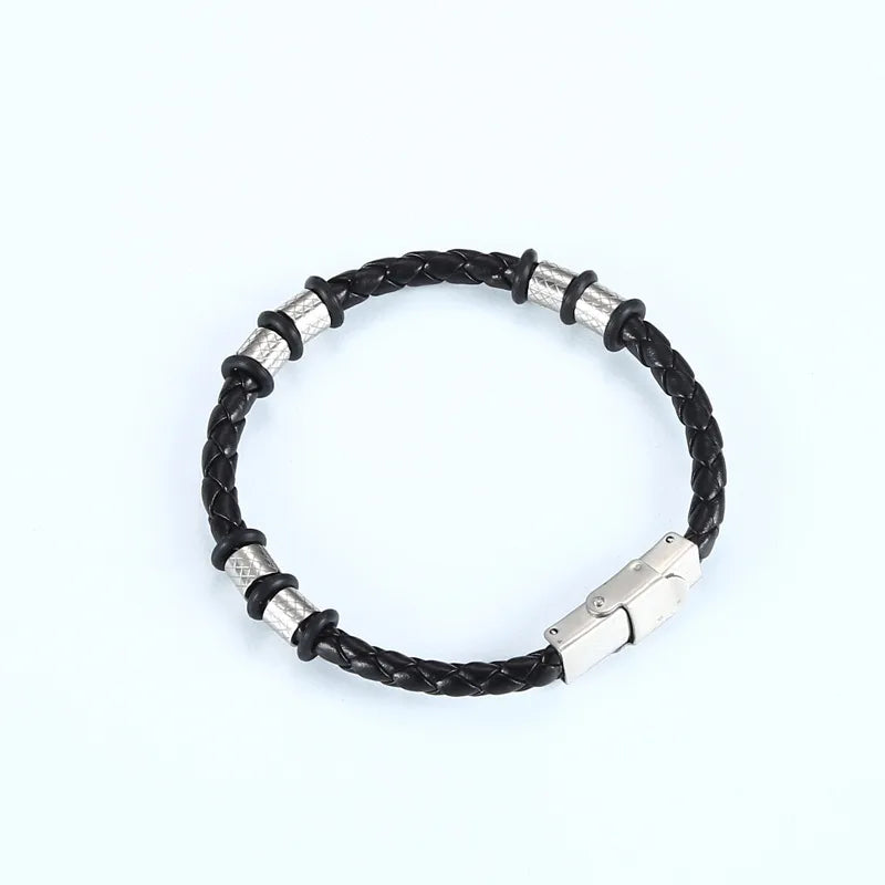 Simple Style Solid Color Pu Leather Plating Men's Bangle Men Cord & Leather Bracelets