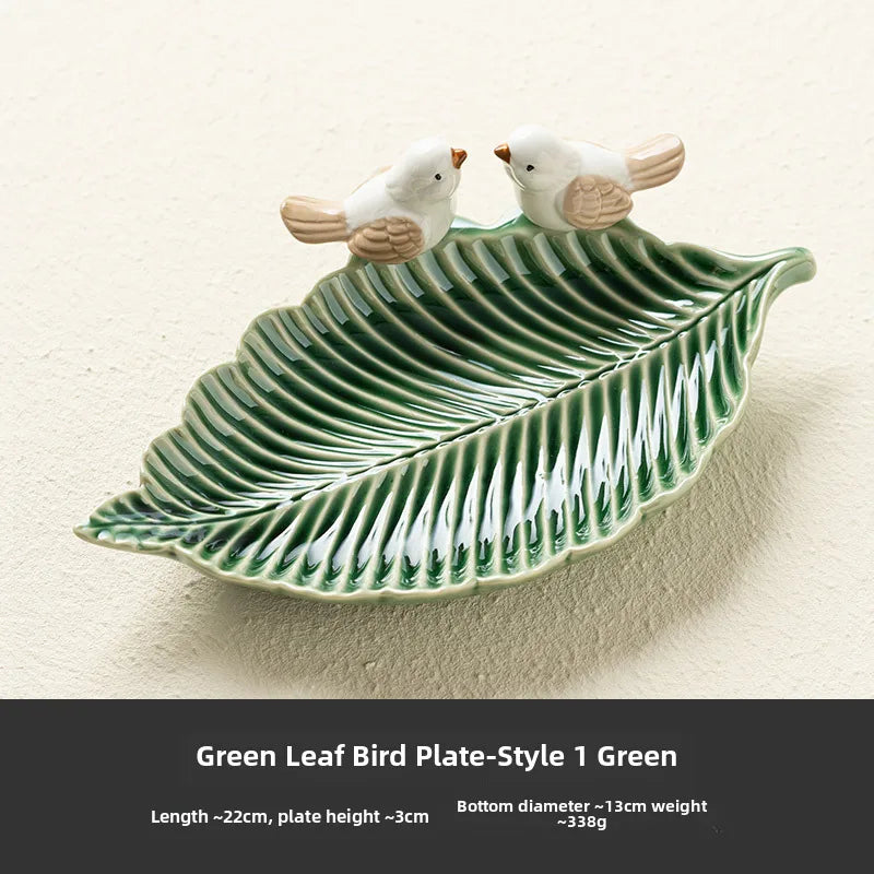 Bird Dim & Sum Plate Ceramic Jewelry Storage Plate Creative Cute Storage Rack Soap Dish Light Luxury High-end Plate