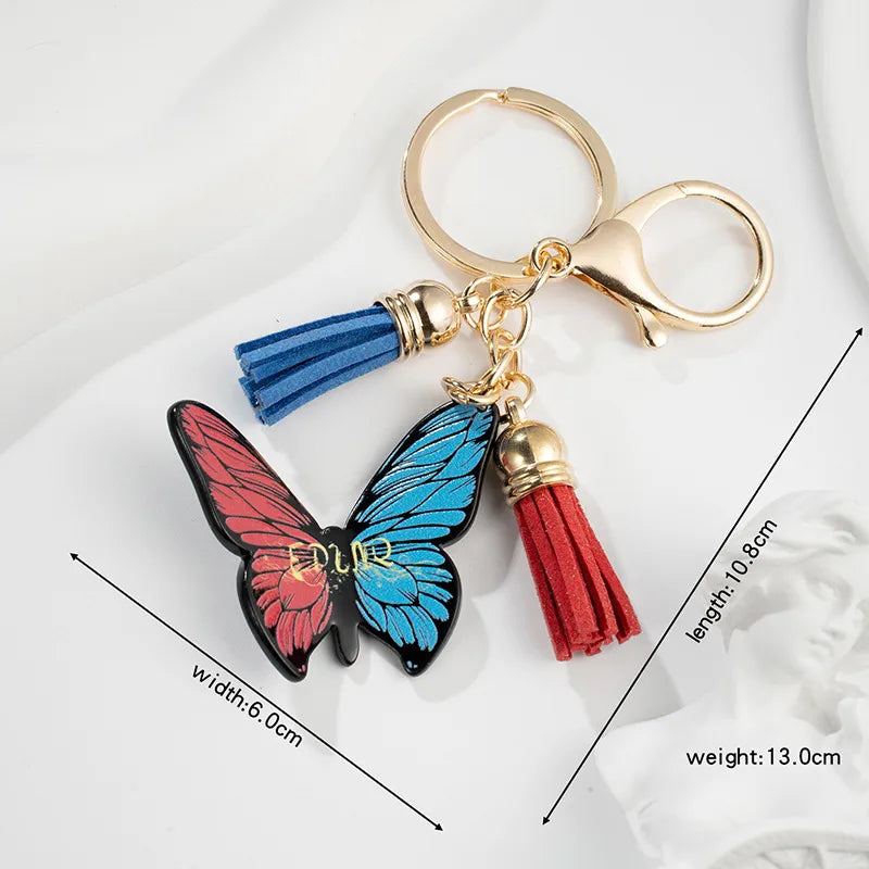cute butterfly arylic epoxy women's bag pendant keychain