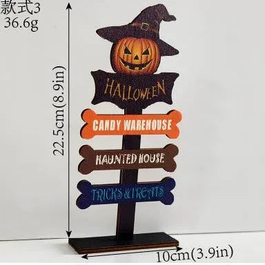 Wooden Halloween Decorations Ghost Festival Props Pumpkin Sprite Letter Wooden Ornaments Ghost Wooden Display Stand