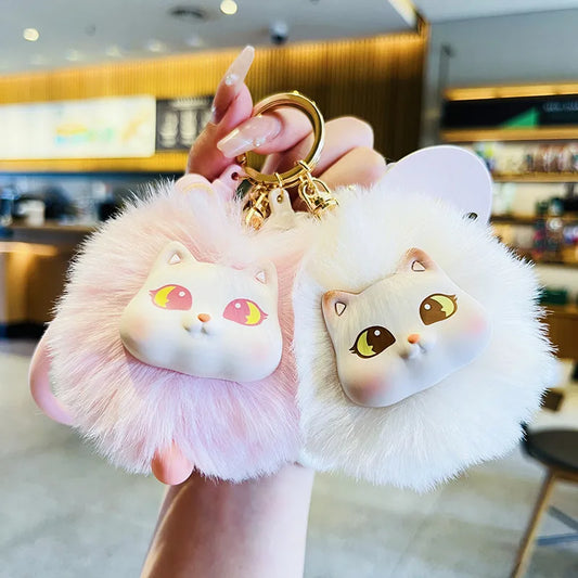 Creative Plush Cat Keychain Cute Cartoon Student Bag Pendant Doll Machine Small Gift