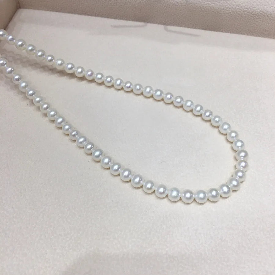 Zhuji Natural Freshwater Pearl Necklace 5-6mm Aurora Tiannv Freshwater AK Almost Round S925 Sterling Silver Buckle