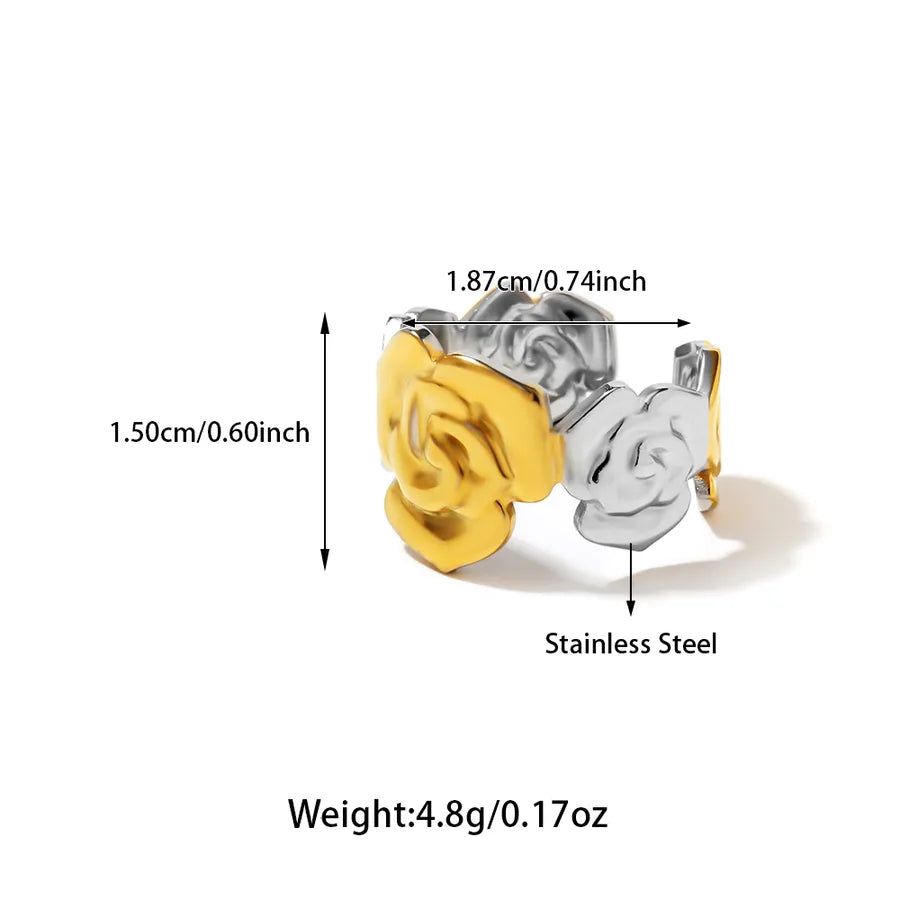 Wholesale Jewelry Casual Starfish Heart Shape Flower 304 Stainless Steel Open Rings
