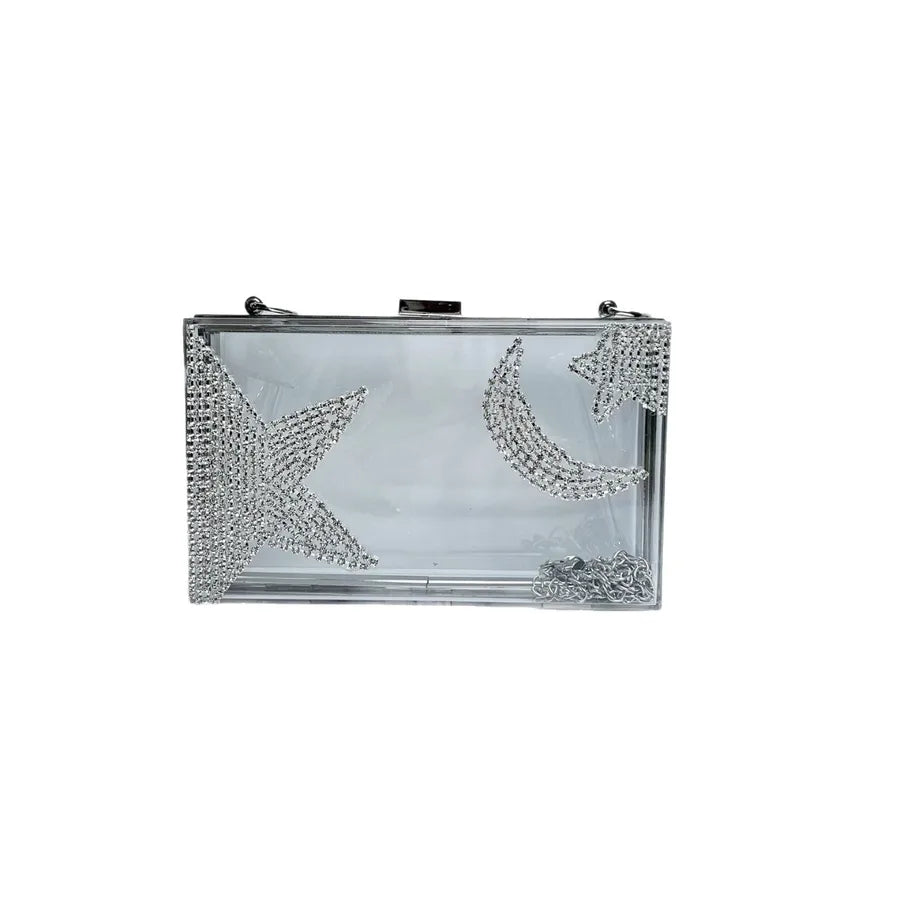 New Women's Clutch Bag Rhinestone High-End Sensation Party Shoulder Crossbody Chain Dinner Bag Square Acrylic Fashion Elements