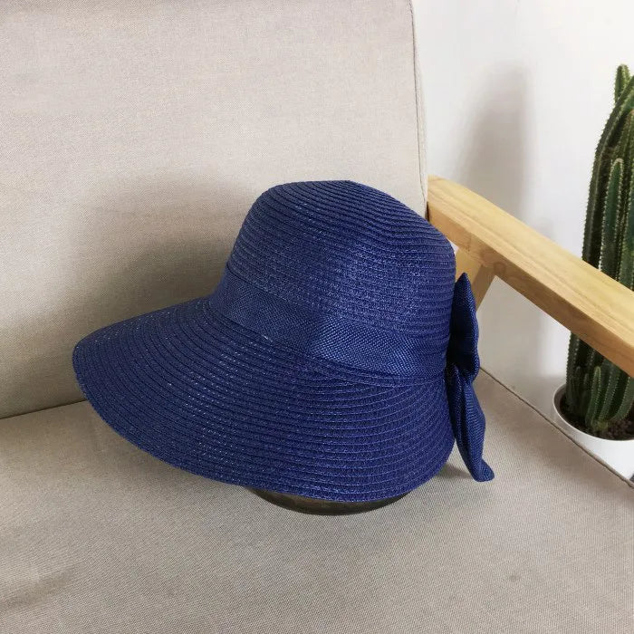 Women's Retro Solid Color Big Eaves Straw Hat