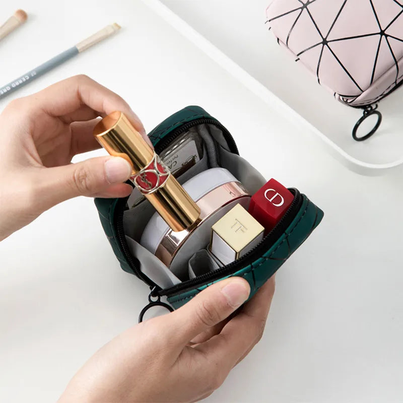 streetwear plaid pu leather square makeup bags