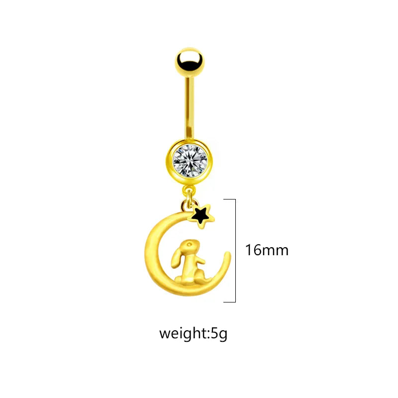 1 Piece Belly Rings Sweet Pastoral Water Droplets Rose Flower Stainless Steel Alloy Inlay Acrylic Rhinestones Glass White Gold Plated Gold Plated