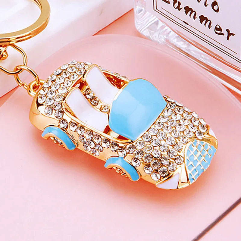 cute car metal diamond women's bag pendant keychain
