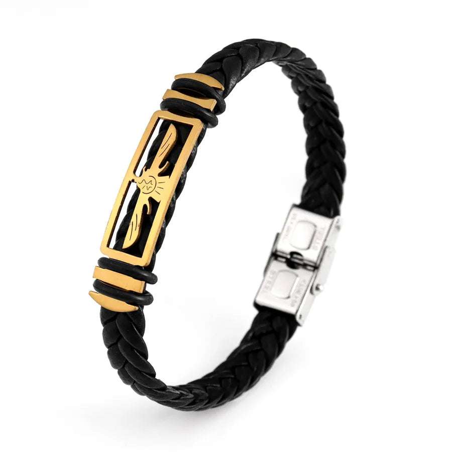 Retro Punk Solid Color Pu Leather Men's Bracelets Men Cord & Leather Bracelets