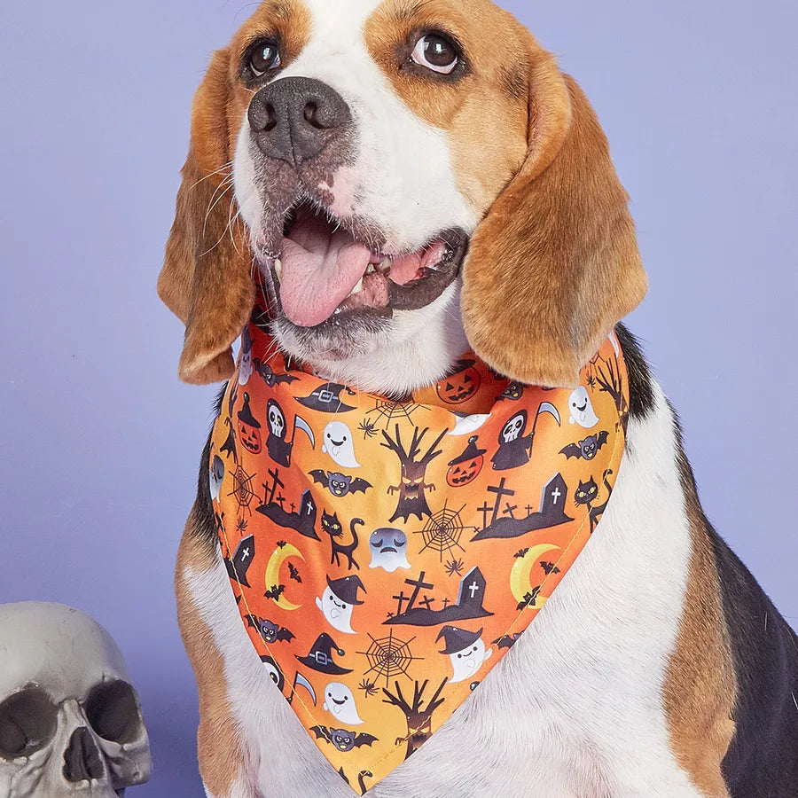 Halloween Pet Costume Saliva Towel High Definition Digital Print Dog Triangular Scarf Pet Decorative Neck Warmer Polyester