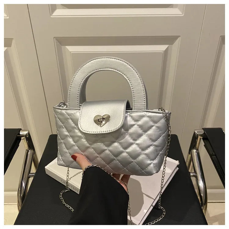 New Style Fashionable Simple Exquisite Western Style Summer New Rhombus Retro Chain Texture Crossbody Small Square Handbag