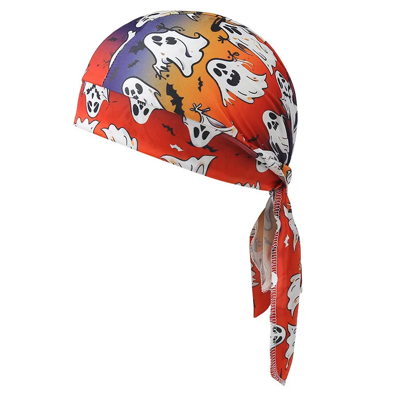Fashionable Pirate Hat Headscarf Combo For Outdoor Sports And Halloween Party Unique Asymmetric Satin Design Chinese Style Hip Hop