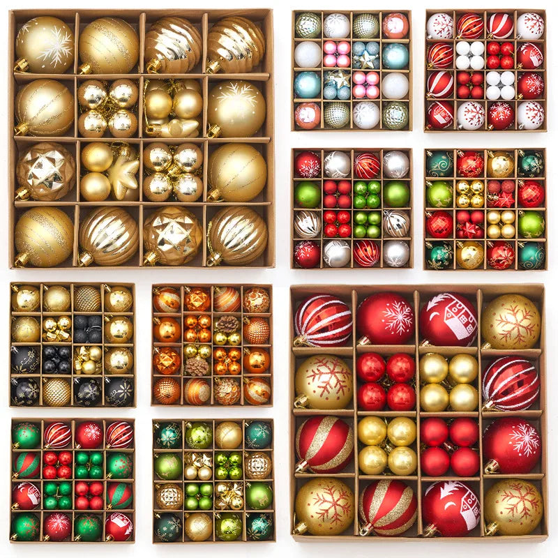 Christmas Decorations 44pcs Set Electroplated Painted Balls New Christmas Ball Christmas Tree Ornaments Simple Style Plastic