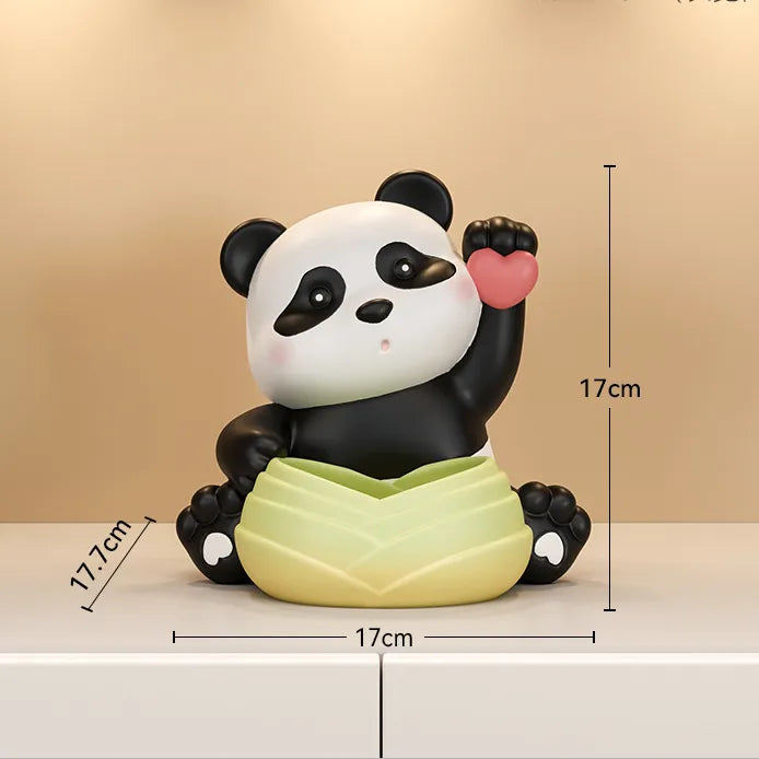 Cute panda decoration key storage living room home decoration creative gift wine cabinet entrance tray