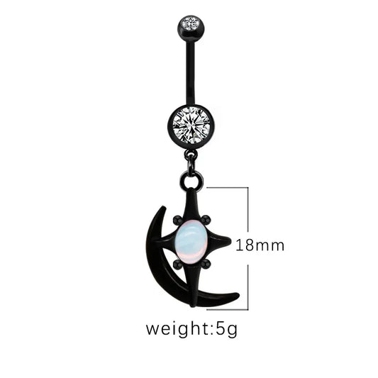 1 Piece Belly Rings Casual Hip-Hop Moon Heart Shape Stainless Steel Arylic Alloy Plating Acrylic Glass