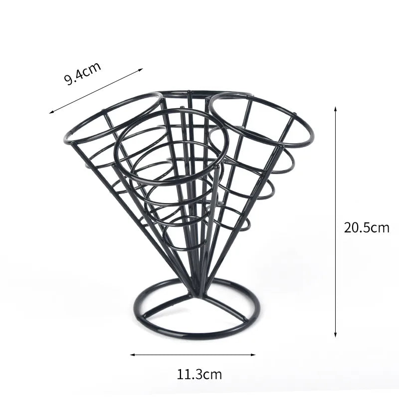 New creative tableware black four-piece four-head snack rack red four-head French fries rack stainless steel French fries rack