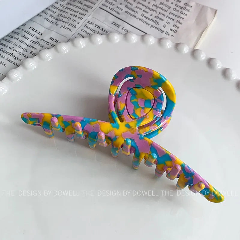 Large Size Original Design Hollow Floral Hair Clip Versatile Shark Hair Clamp Acetate Board Hair Clip Fashionable Women's Accessory