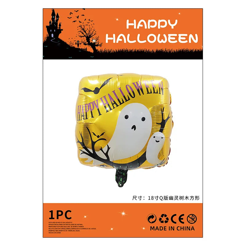 Halloween Decorations Pumpkin Spider Back Card Single Aluminum Foil Balloon Ghost Festival Skull Funny Bar Balloon