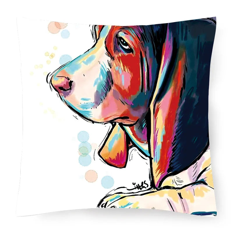 cute pastoral cartoon dog plush throw pillow