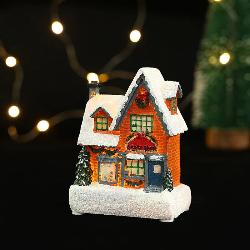 Christmas Vintage Style House Resin Daily Festival Ornaments