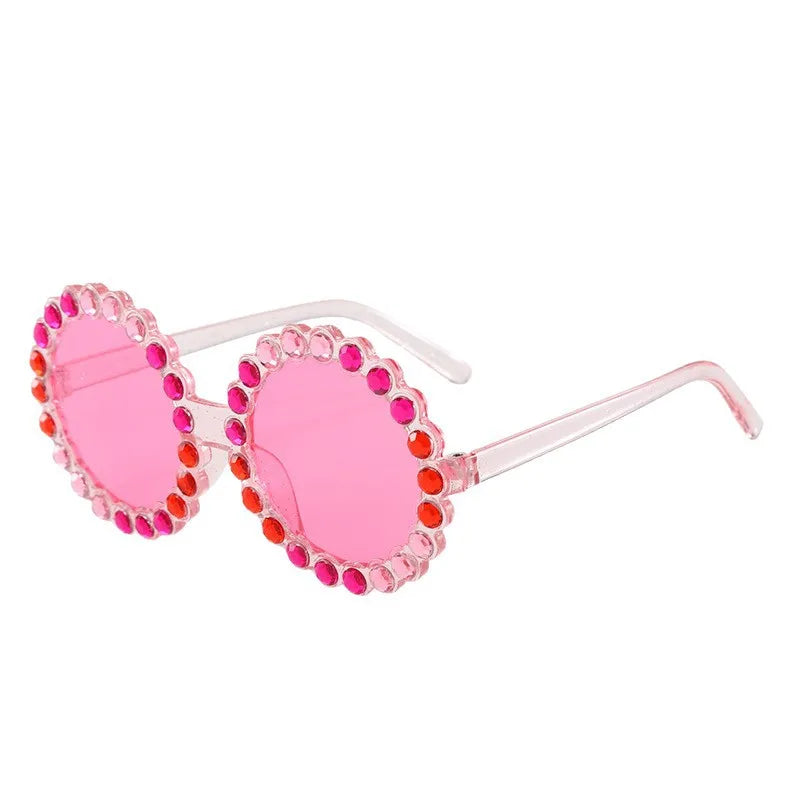 Hot-Selling Sunglasses Color Film Color Diamond Sunflower Sunglasses Colorful Children's Glasses