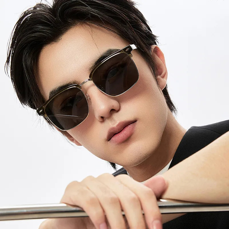 Casual Streetwear Solid Color Tac Square Full Frame Men's Sunglasses