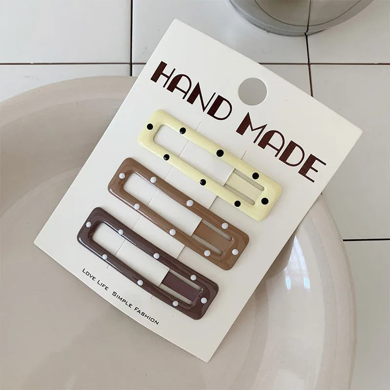 Polka Dot BB Clip Metal Star Hair Accessories Women Basic Versatile Mermaid Color Series Coffee Brown Drip Oil Color Hair Clips