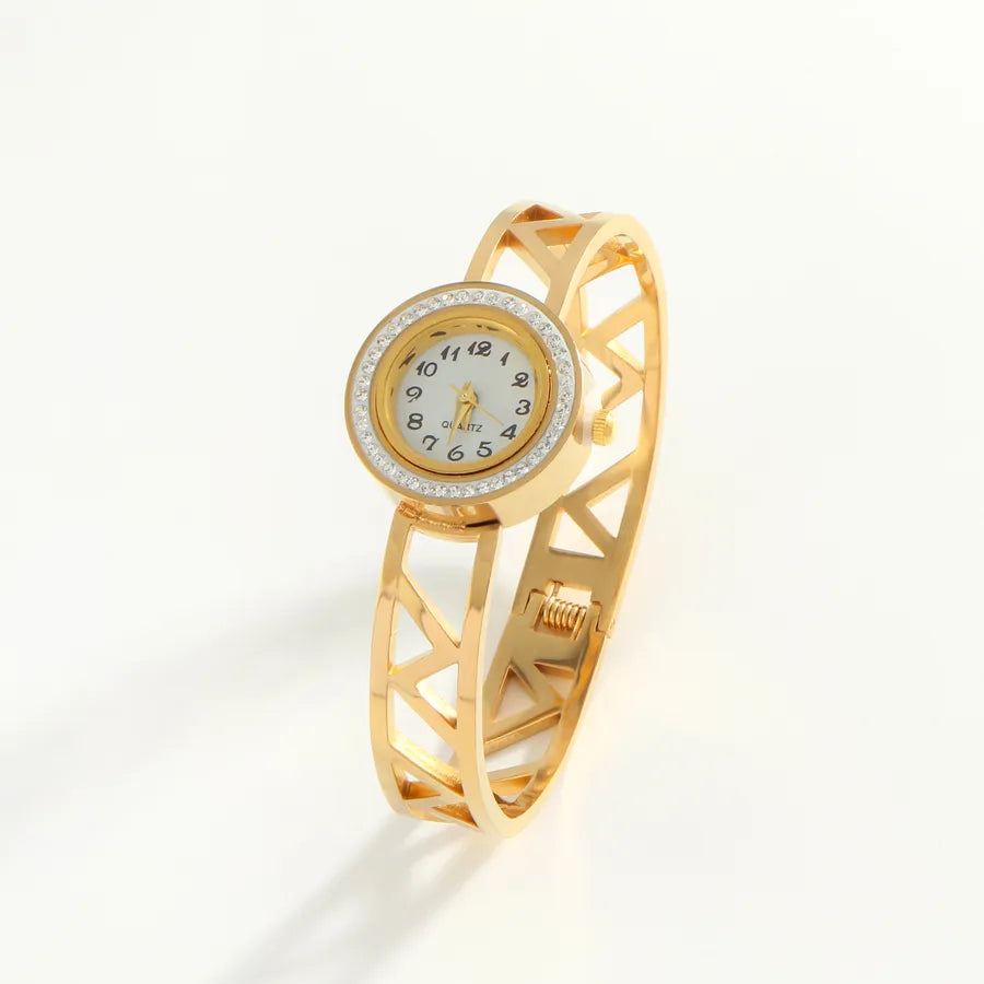 Casual Simple Style Streetwear Geometric Round Quartz Women's Watches