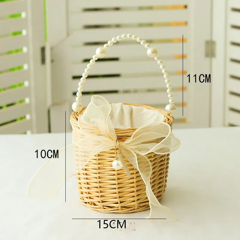 Pastoral Geometric bamboo wisteria Storage Basket