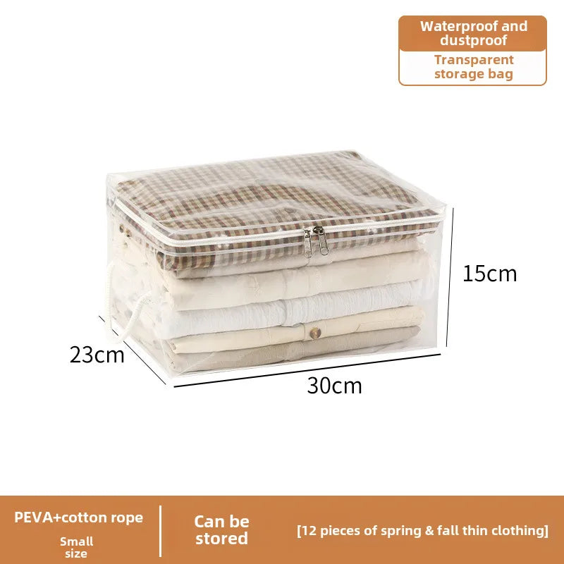 Quilt storage bag household transparent wardrobe large capacity clothes quilt storage box clothing moving packing bag artifact