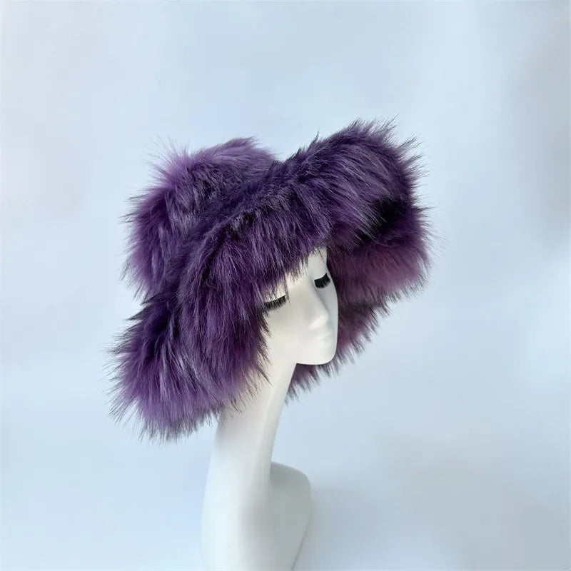 women's lady punk color block big eaves felt hat