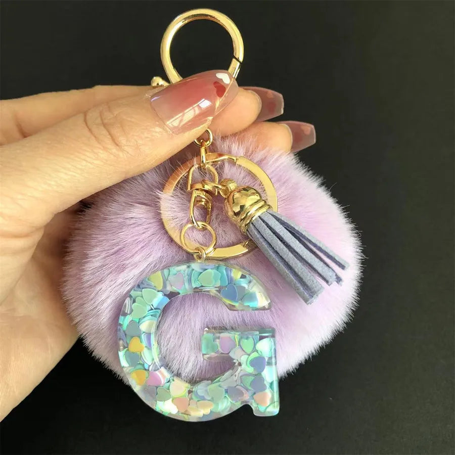 Cute Simple Style Letter Hairball Resin Unisex Bag Pendant Keychain