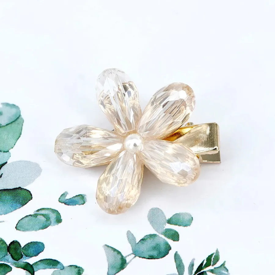 Sweet Women'S Plumeria Alloy Inlay Glass Hair Clip