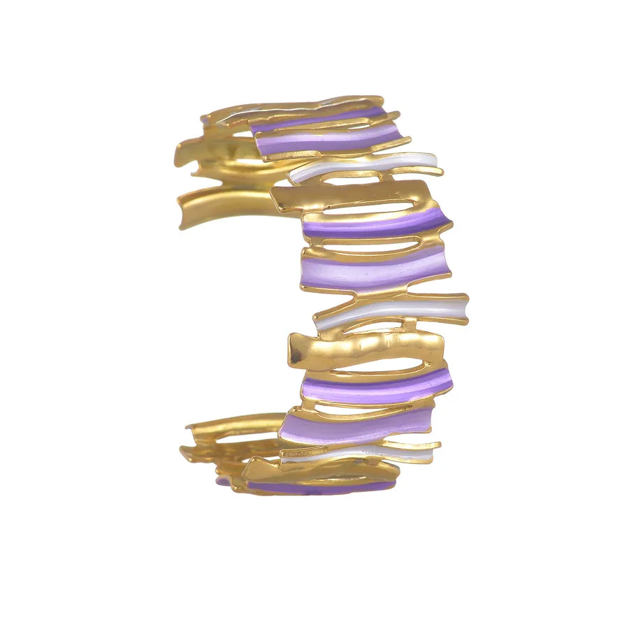 Retro Classic Style Geometric 304 Stainless Steel 18K Gold Plated Bangle In Bulk