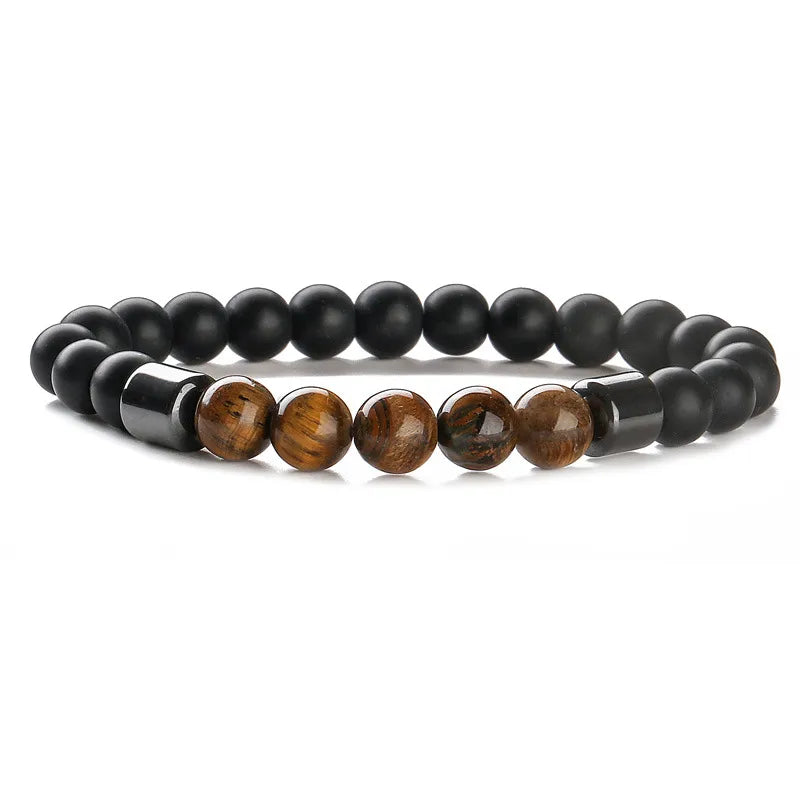 Retro Classic Style Geometric natural stone Tiger Eye black gallstone Bracelets In Bulk