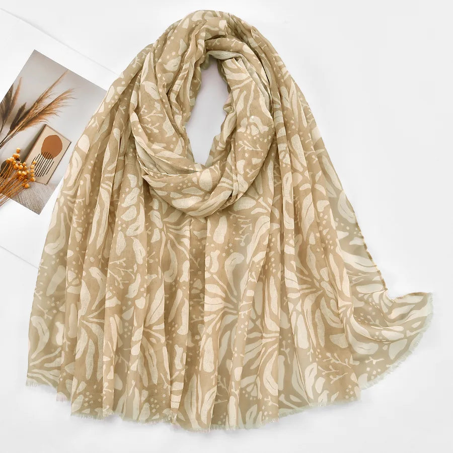 Women's Vintage Style Lady Printing Polyester Silk Scarf